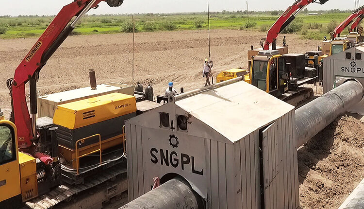 A gas pipeline being installed by SNGPL